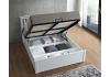4ft Small Double White Wooden Ottoman Lift Up Storage Bed Frame 7